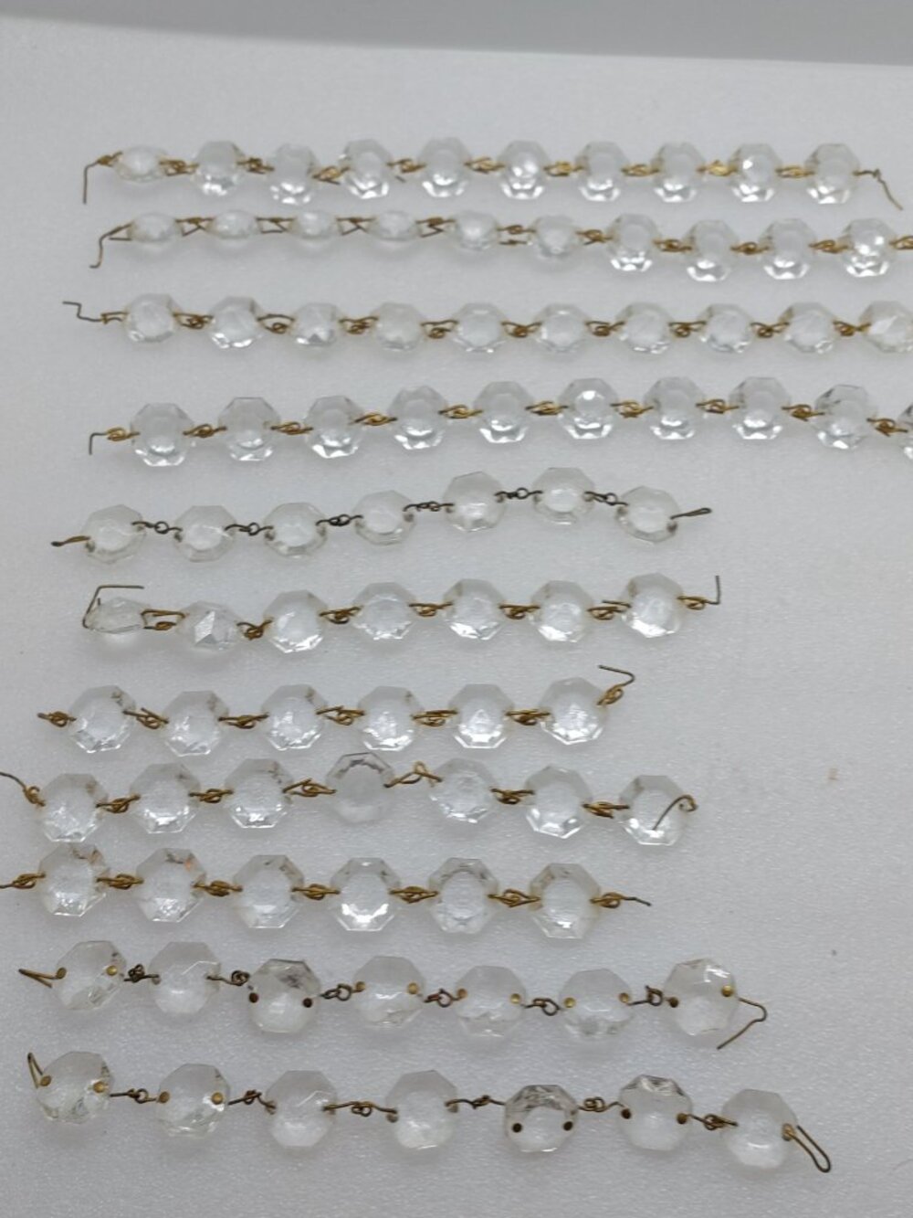 11 Chains Of Vintage Chandelier Octagon String Crystals Clear Glass